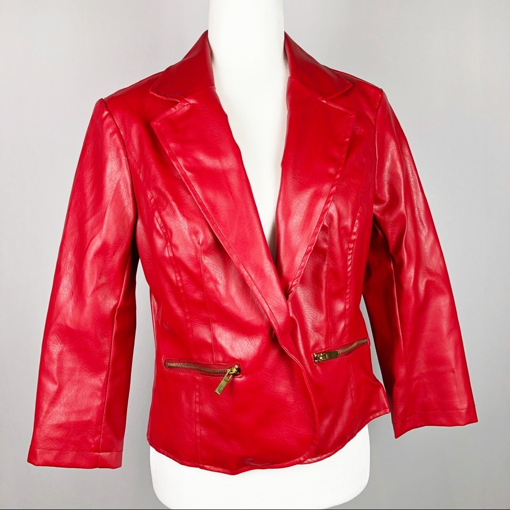 Faux leather blazer